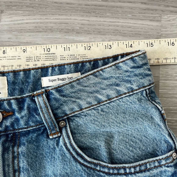 Cotton On 26 in Super Baggy Jort 5 Pocket Blue Jean Shorts 9” Inseam - Picture 6 of 8